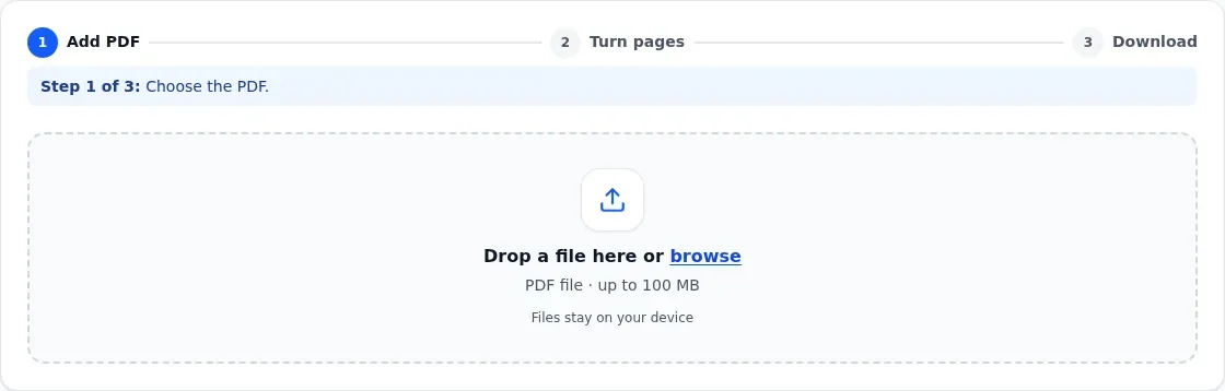 Rotate PDF on UtilHub, desktop view