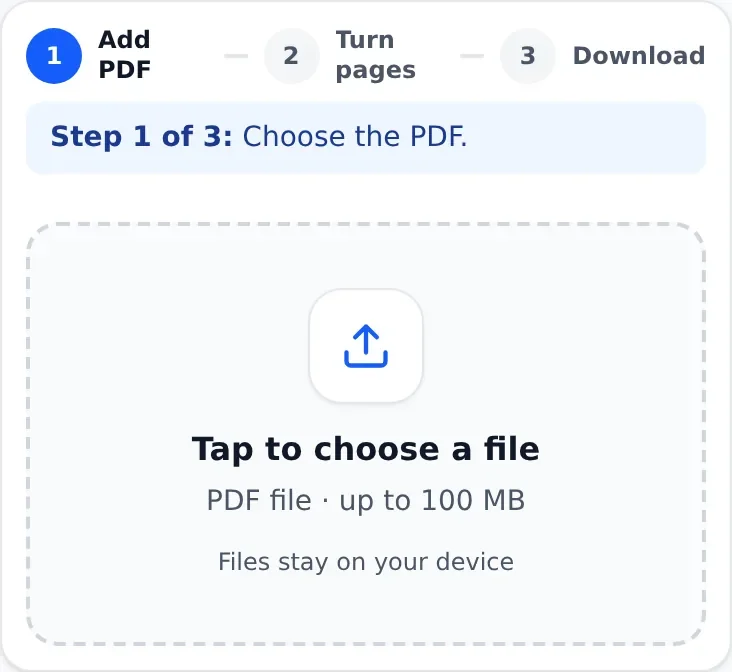 Rotate PDF on UtilHub, mobile view
